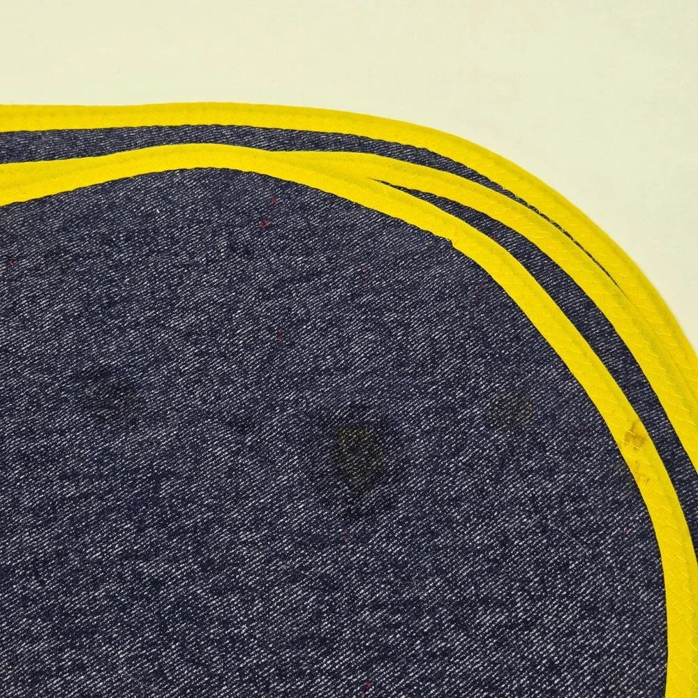 Handmade Vintage Reversible Oval Placemats Set of 4 Red Calico Floral Blue Denim
